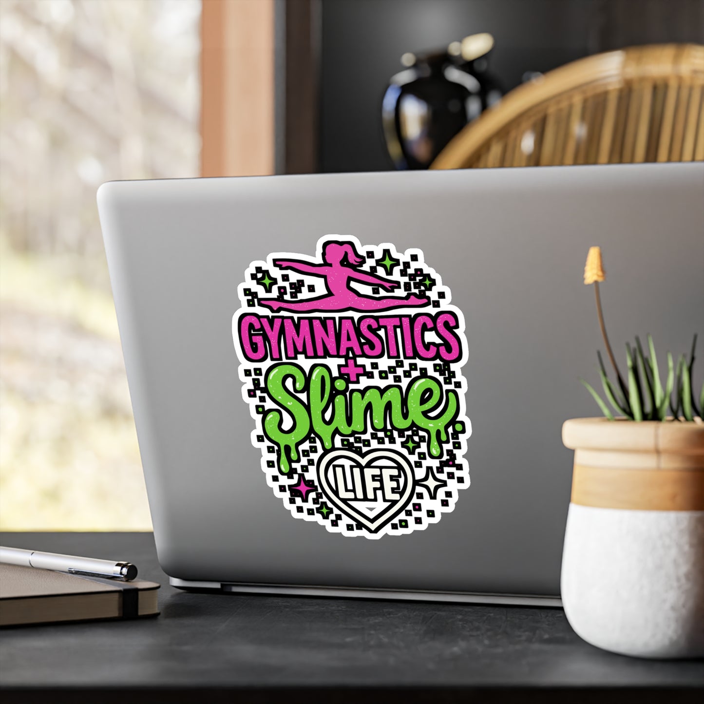 Gymnastics + Slime = Life – Vinyl Sticker for Laptop or Water Bottle | Fun Gymnast Gift, Slime Lover Decal
