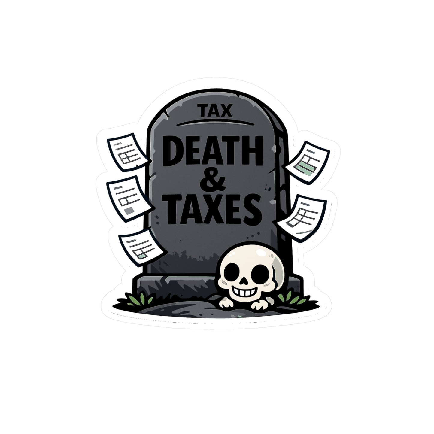 Accountant Sticker Death & Taxes Funny Balance Spreadsheet Amortization Vinyl Waterproof sticker decals for Laptop Water Bottle
