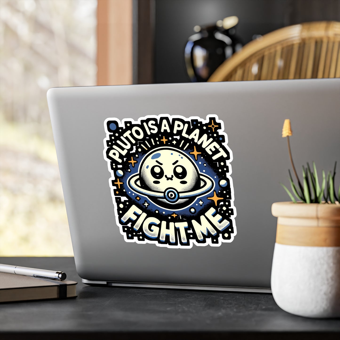Pluto Is A Planet Fight Me - Pluto Sticker for Laptop Sticker. Water Bottle Sticker, Vinyl Planet Decal - Pluto Gift