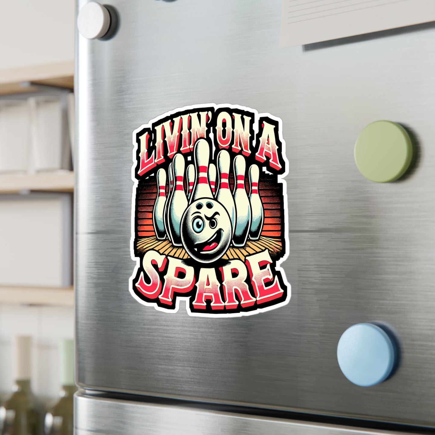 Livin on a Spare - Bowling Sticker for Laptop Sticker. Water Bottle Sticker, Vinyl Spare bowling Decal - Bowling Gift