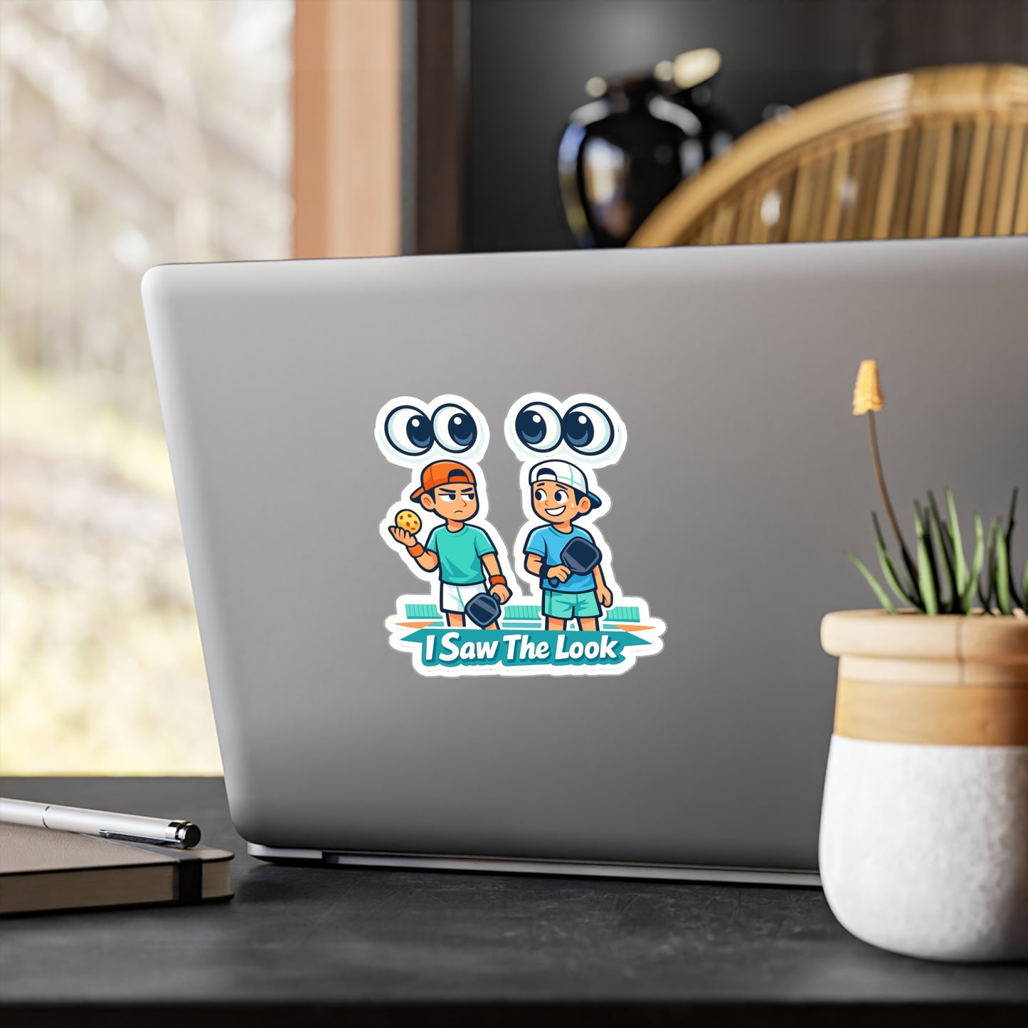 Pickleball Sticker "I Saw The Look" Funny Athlete Design, Waterproof Vinyl Decals for Laptop, Water Bottle, Competition Gift
