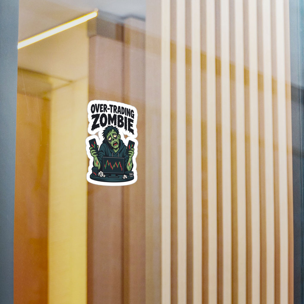 Day Trading Sticker - Over-Trading Zombie Design for Stock Market and Forex Traders, Laptop and Water Bottle Decals