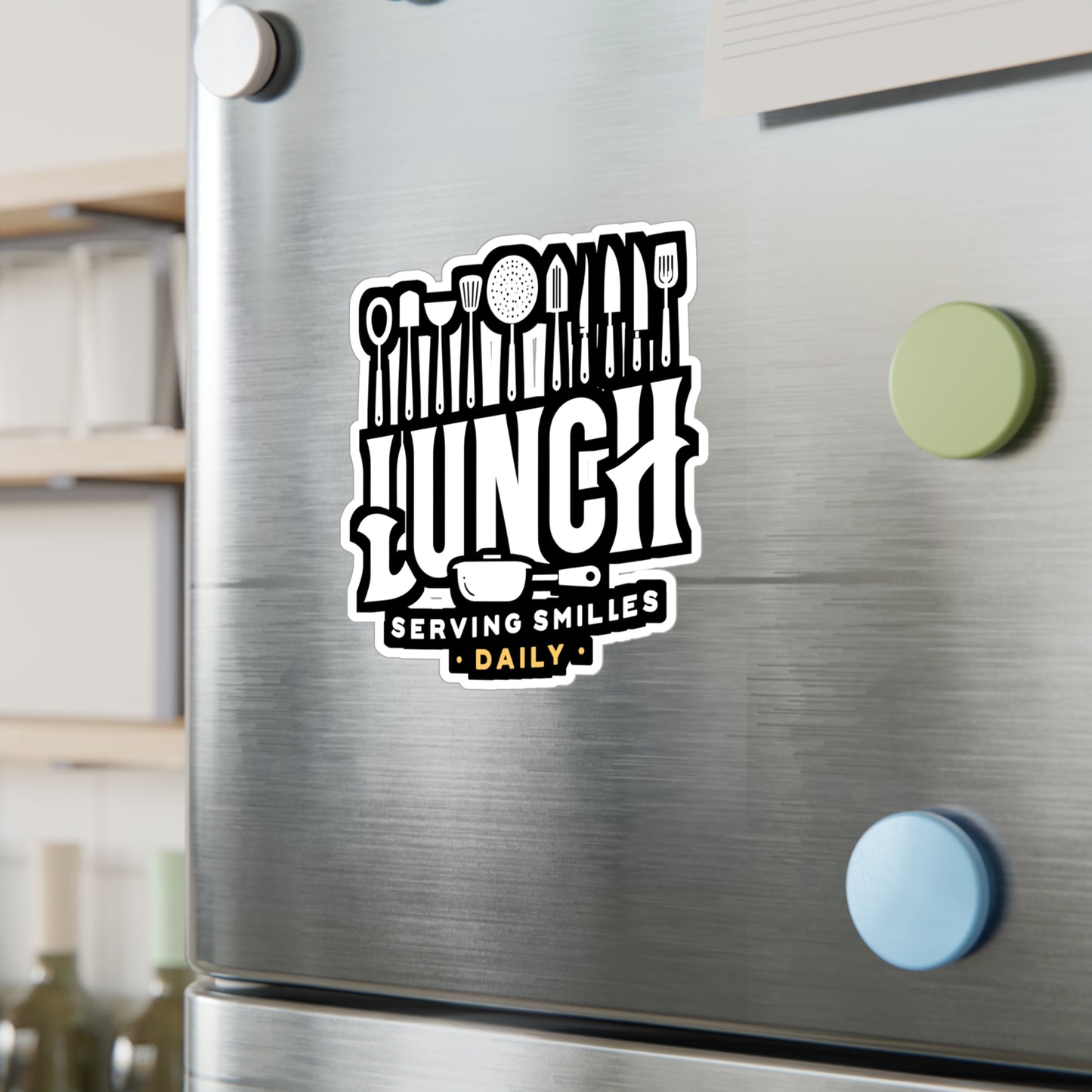 Lunch Serving smiles daily - Lunch lady Sticker for Laptop Sticker. Water Bottle Sticker, Vinyl Lunch Decal - Lunch lady Gift