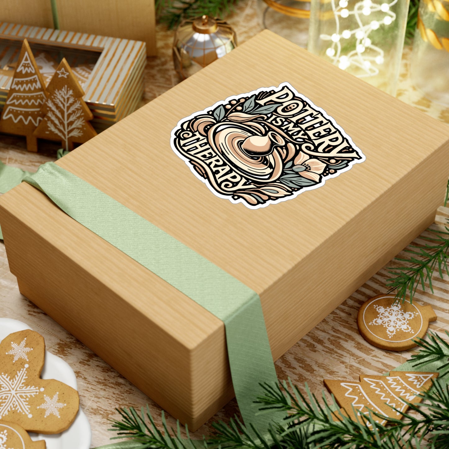 Pottery Is My Therapy – Vinyl Sticker for Laptop or Water Bottle | Ceramic Artist Gift, Clay Making Decal