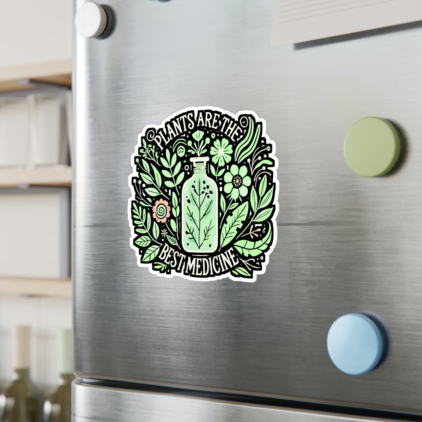 Plants Are The Best Medicine – Vinyl Sticker for Laptop & Water Bottle | Botanical Medicine Decal, Plant Lover Gift