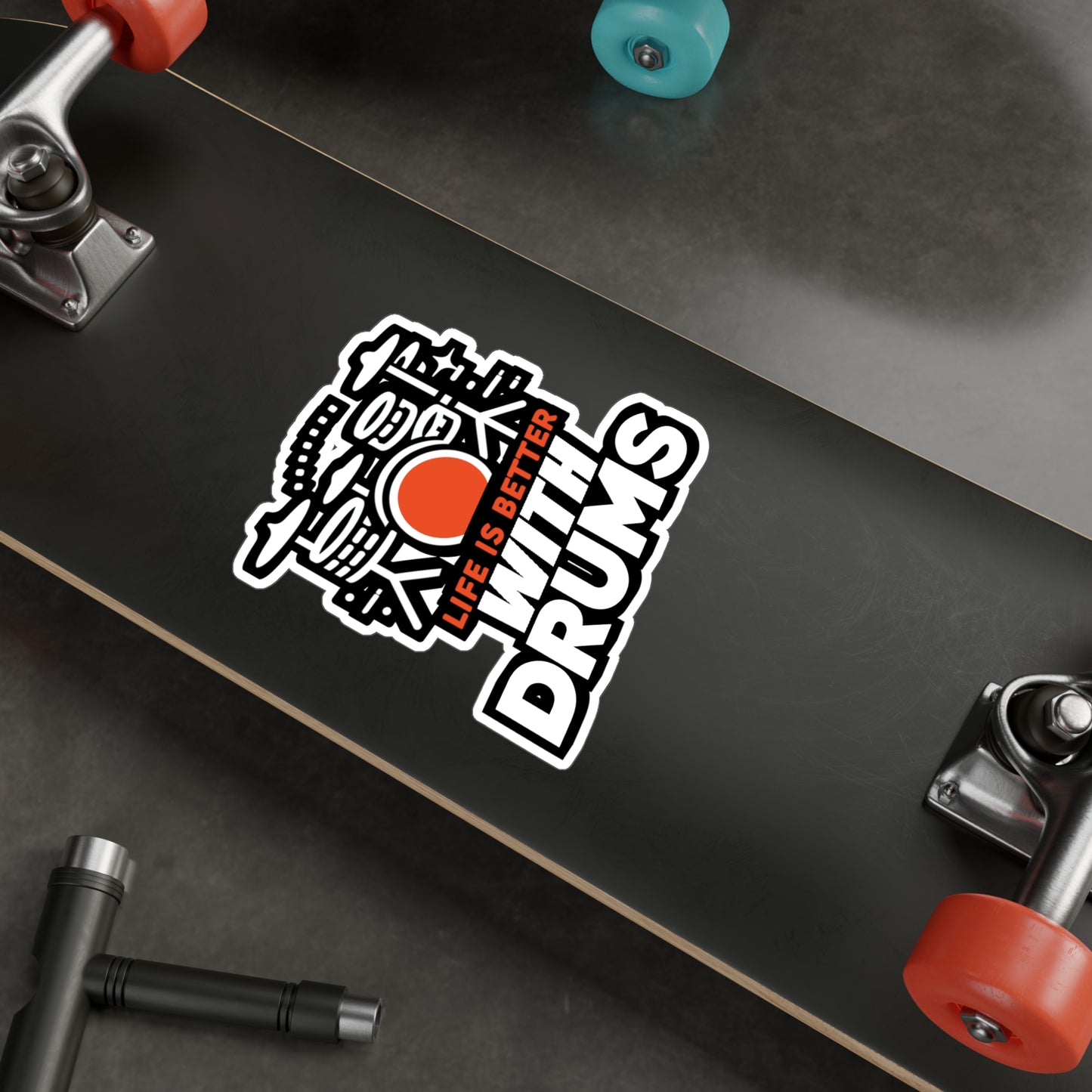 Life is better with drums - Audio-engineer Sticker for Laptop Sticker. Water Bottle Sticker, Vinyl Monitor Decal - Audio-engineer Gift