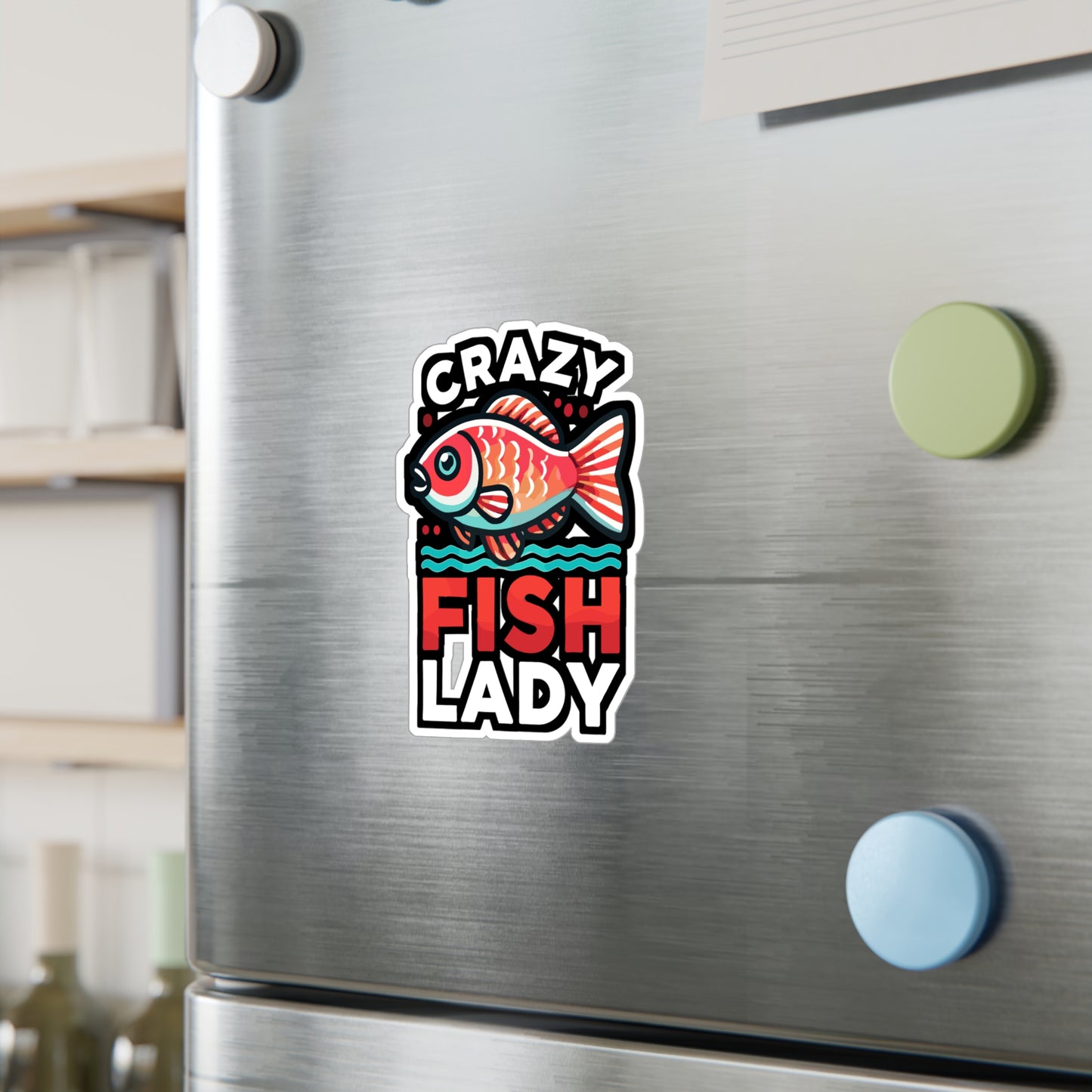 Crazy Fish Lady - Aquarist Sticker for Window Laptop Sticker. Water Bottle Sticker, Vinyl Aquarium Decal - Aquarist Gift