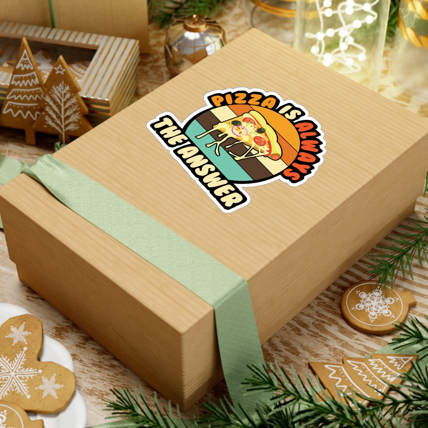 Pizza Is Always The Answer - Pizza Sticker for Laptop Sticker. Water Bottle Sticker, Vinyl Pyramid Decal - Pizza Gift