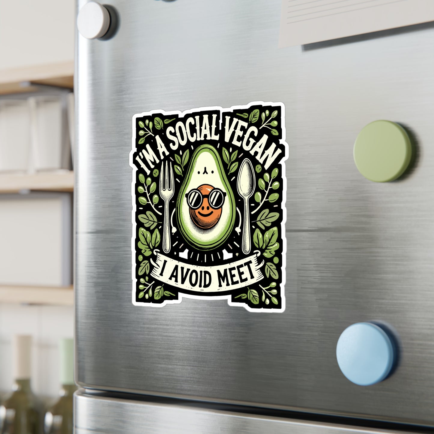 I'm A Social Vegan I Avoid Meet - Vegan Sticker for Laptop Sticker. Water Bottle Sticker, Vinyl Vegetarian Decal - Vegan Gift