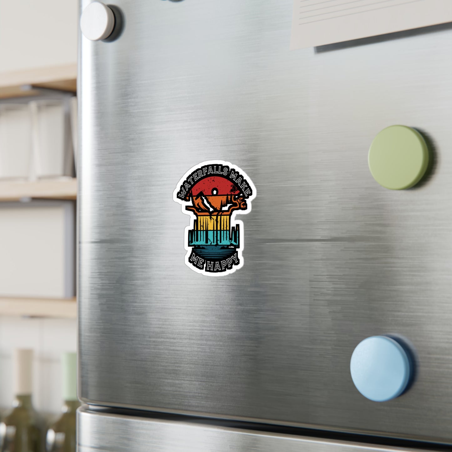 Waterfalls Make Me Happy - Camping Sticker for Laptop Sticker. Water Bottle Sticker, Vinyl Camper Decal - Camping Gift