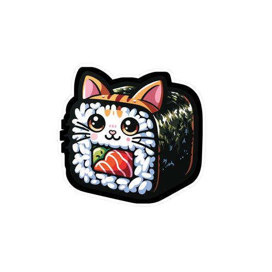 Sushi Cat - Sushi Sticker for Car Window Laptop Sticker. Water Bottle Sticker, Vinyl Fish Decal, Rolls Sticker - Sushi Gift