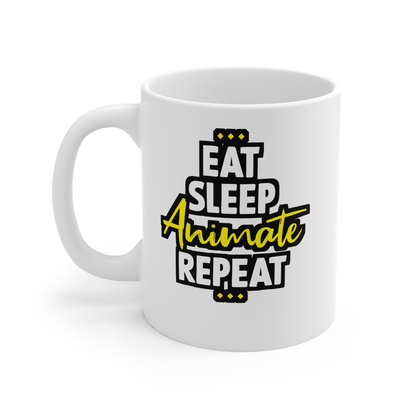 Eat Sleep Animate Repeat - Animation Mug for Coffee 11oz. Animation Cup, White ceramic, Animator Mug - Animation Gift