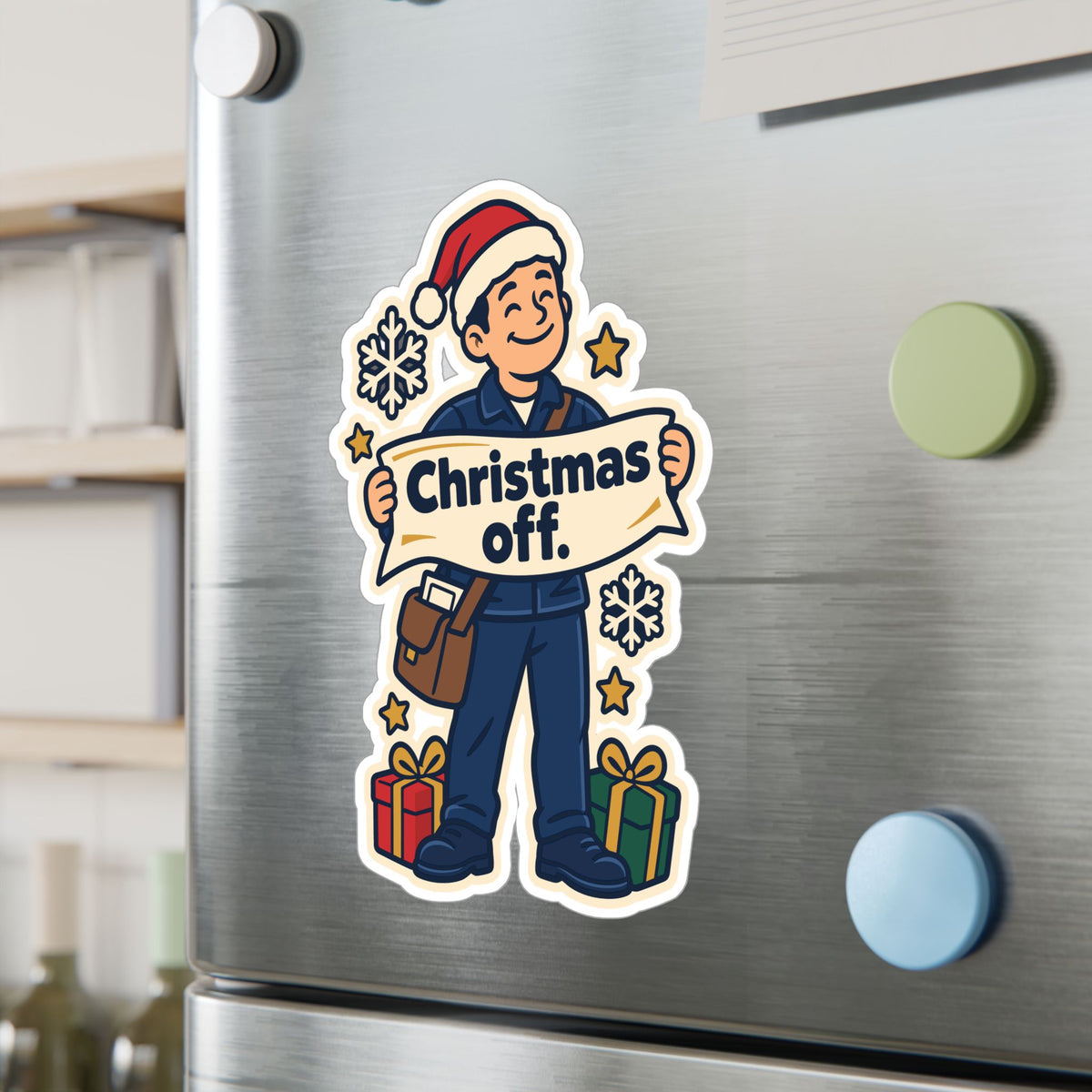 Postal Worker Sticker, Christmas Off Mailbox Decals for Laptop and Water Bottle, Waterproof Vinyl Rural Carrier Gift
