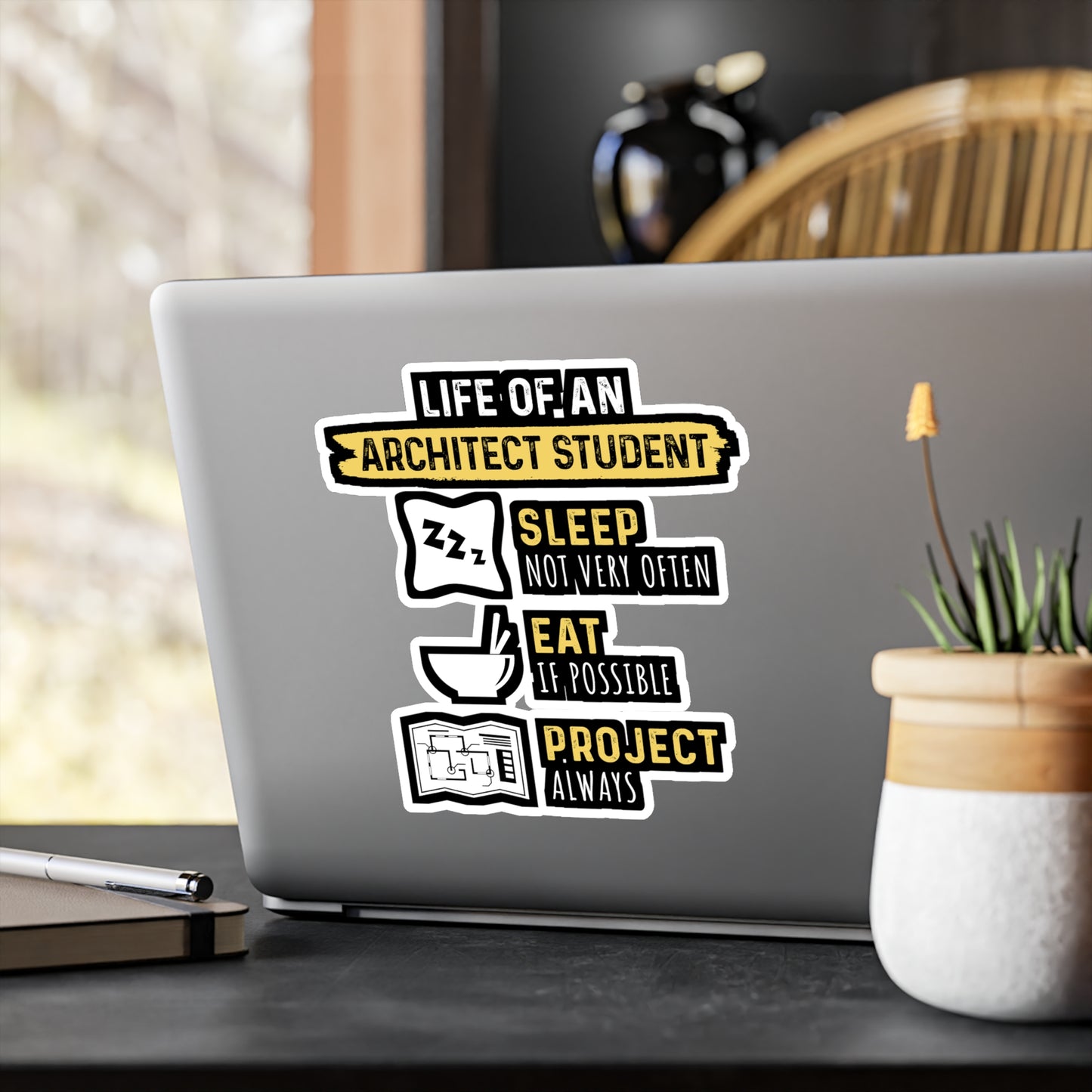 Life of An Architect Student - Architecture Sticker for Laptop Sticker. Water Bottle Sticker, Vinyl Studio Decal - Architecture Gift