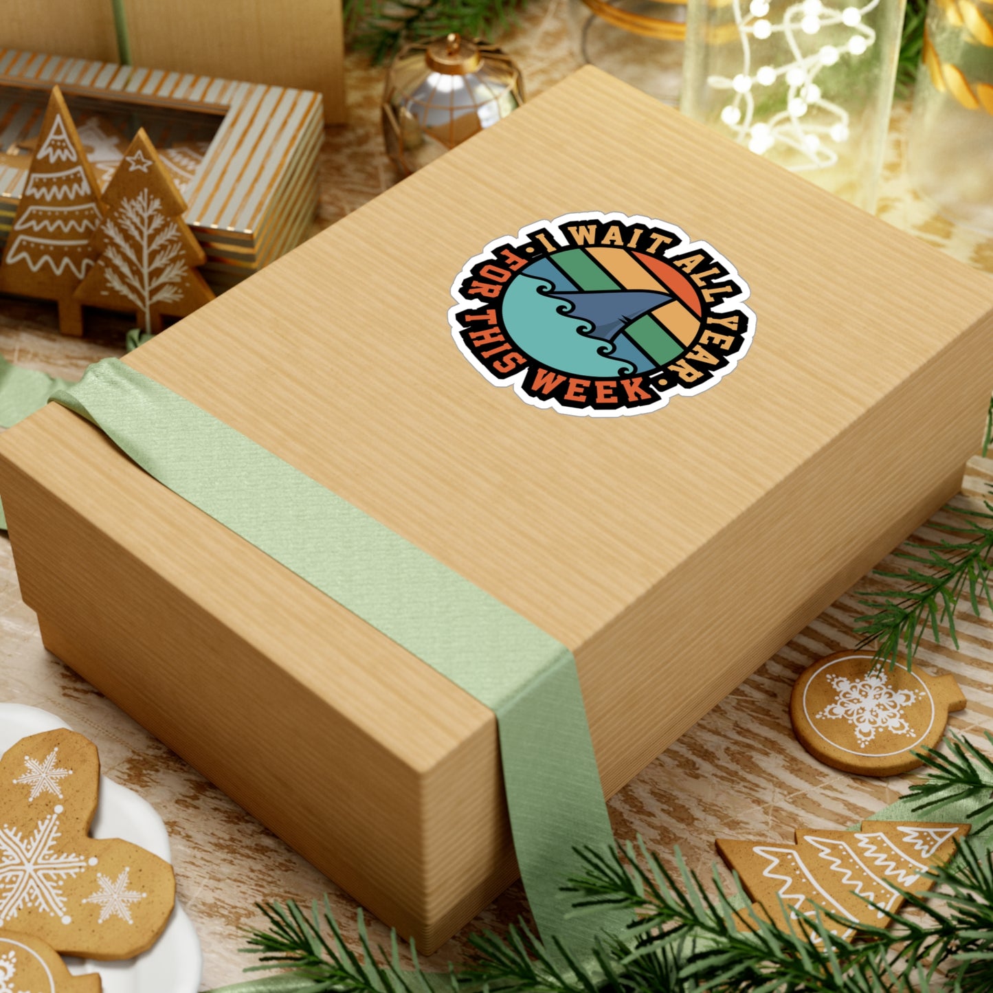 I Wait All Year For This Week - Sharks Sticker for Laptop Sticker. Water Bottle Sticker, Vinyl Sea Decal - Sharks Gift