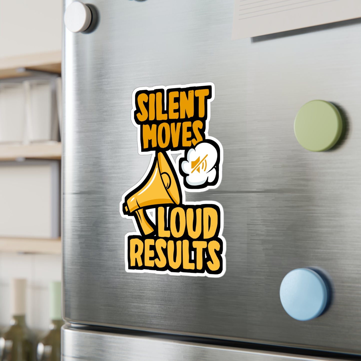 Silent Moves Loud Results - Motivation Sticker for Laptop Sticker. Water Bottle Sticker, Vinyl Silent Decal - Motivation Gift