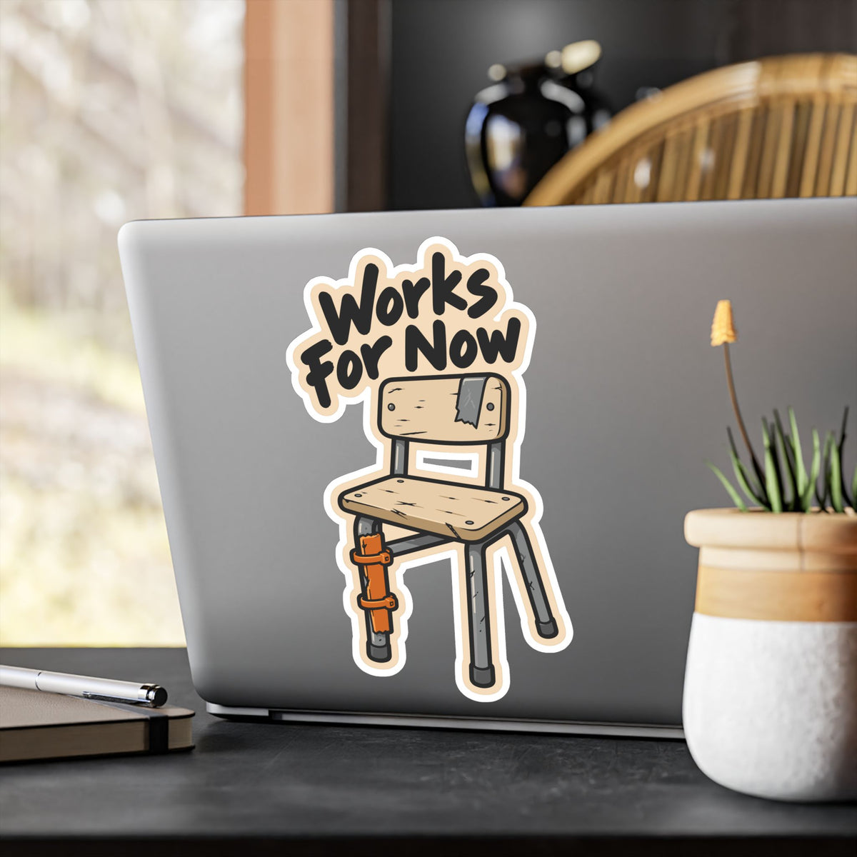 Upcycling Sticker – Works For Now Art for Sustainability and Recycling Fans, Decals for Laptop or Water Bottle