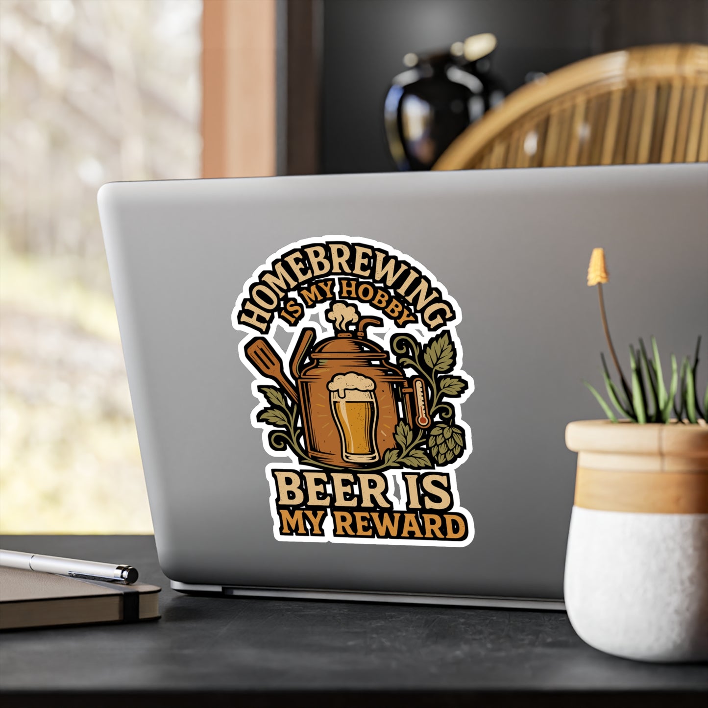 Homebrewing Is My Hobby – Beer Is My Reward Sticker for Laptop, Water Bottle & Craft Beer Lover Gifts