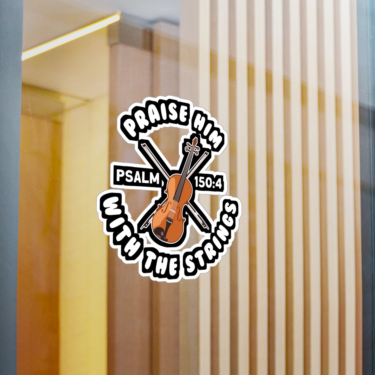 Praise Him With The Strings - Teacher Sticker for Laptop Sticker. Water Bottle Sticker, Vinyl Musical Decal - Teacher Gift