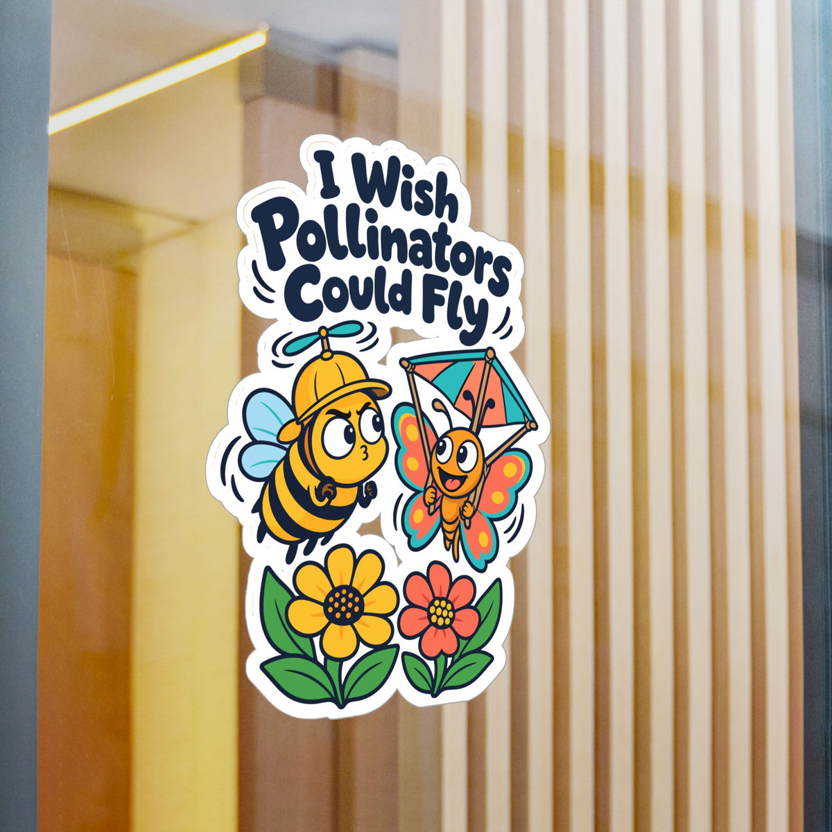 Plants Sticker - I Wish Pollinators Could Fly, Dandelion Decals for Laptop or Water Bottle, Friendship Gift for Nature Lovers