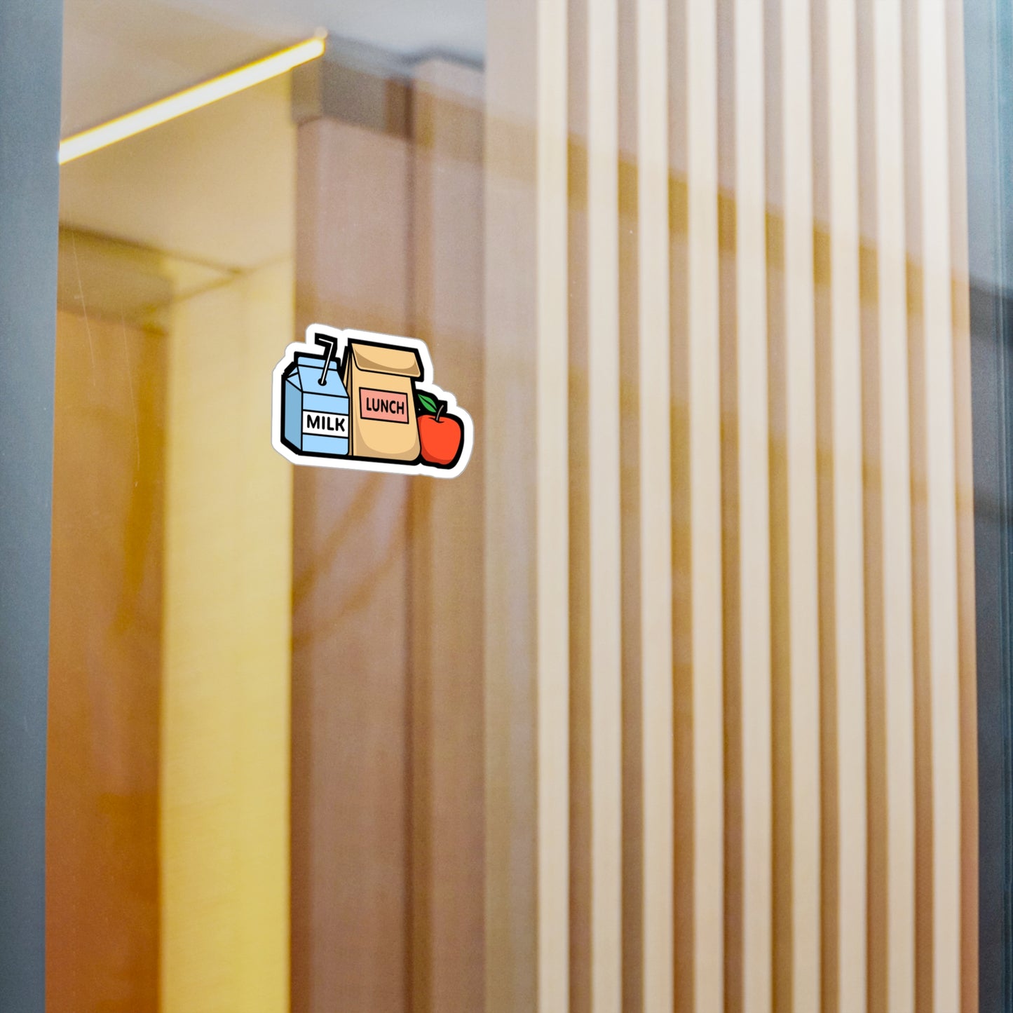 Lunch Milk Apple - Cafeteria Sticker for Laptop Sticker. Water Bottle Sticker, Vinyl Feeding Decal - Cafeteria Gift