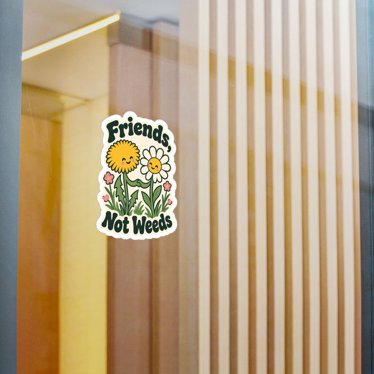 Plants Sticker "Friends Not Weeds" – Dandelion Design Celebrating Nature and Friendship, Decals for Laptop and Water Bottle
