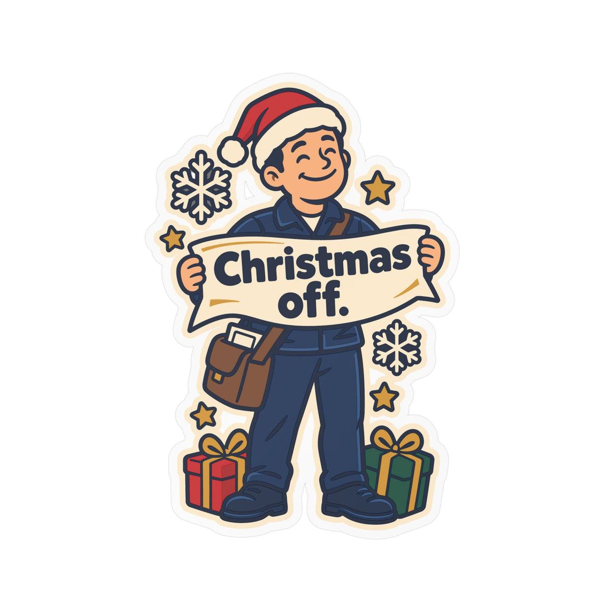 Postal Worker Sticker, Christmas Off Mailbox Decals for Laptop and Water Bottle, Waterproof Vinyl Rural Carrier Gift