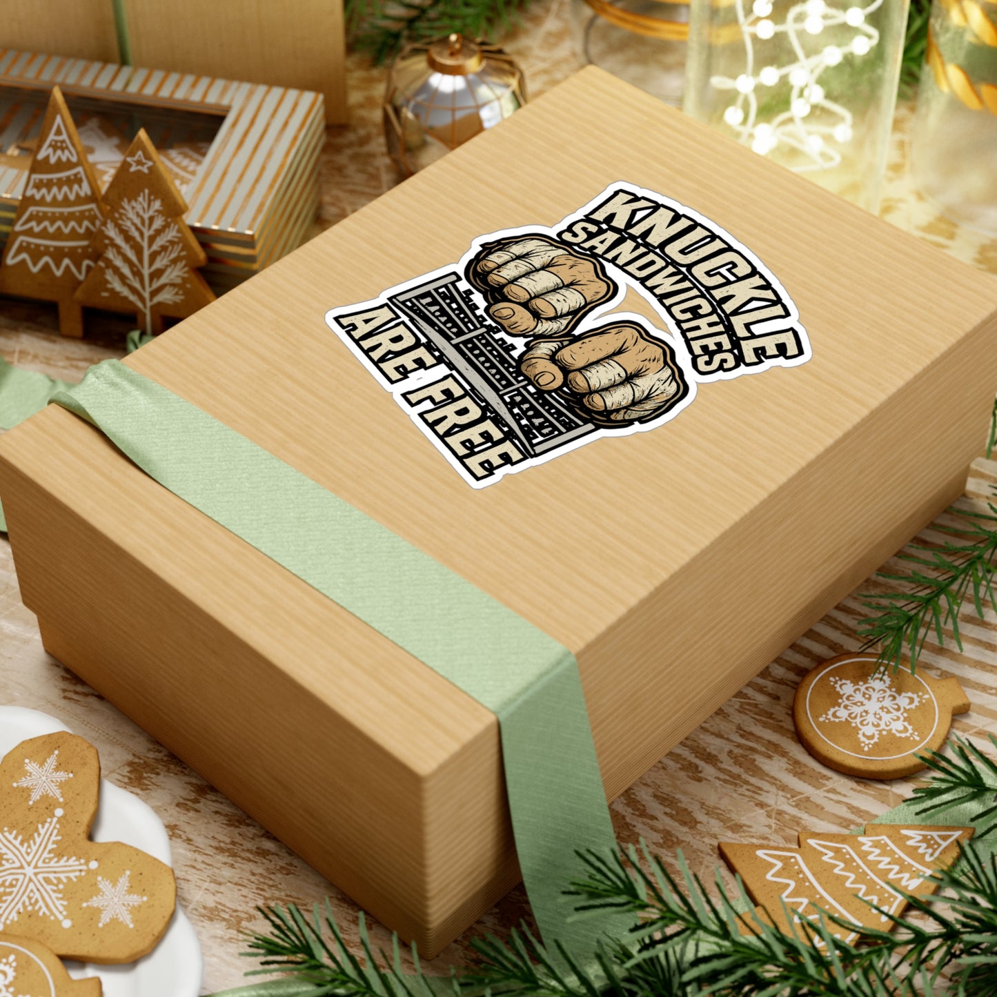 Knuckle Sandwiches Are Free - Boxing Sticker for Laptop, Water Bottle - Funny Gift for Boxers, Gym Fans, Sports Enthusiasts