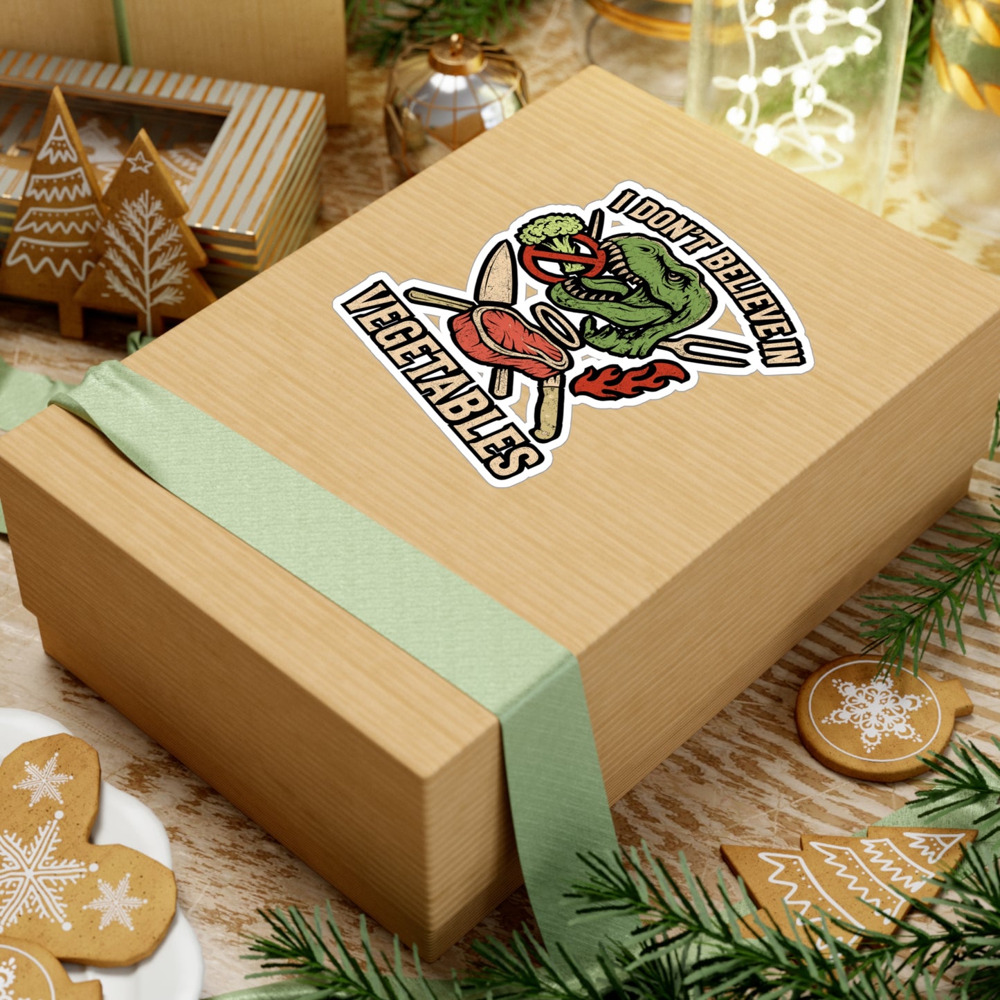 I Don't Believe In Vegetables – Carnivore Sticker for Laptop or Water Bottle | Funny Meat Lover Vinyl Decal, BBQ & Grill Gift