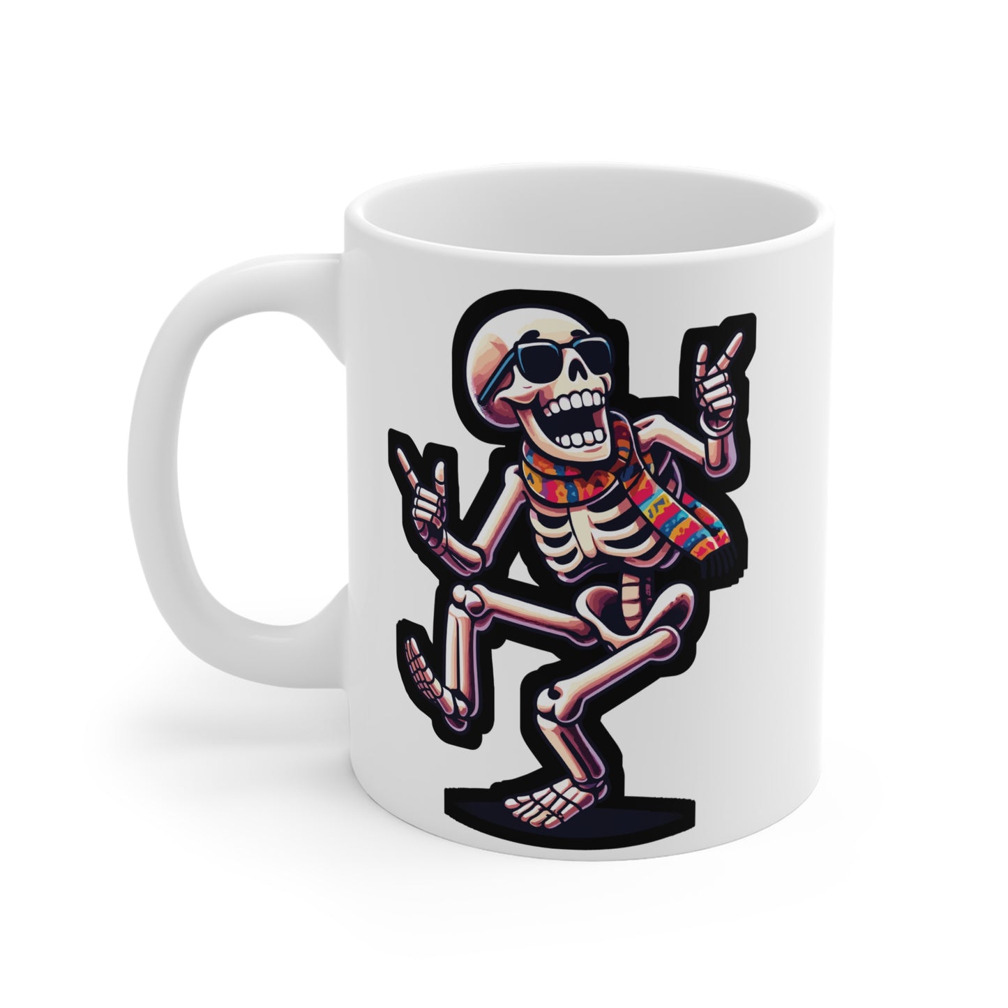 Dancing Skeleton - Skeleton Mug for Coffee 11oz. Skeleton Cup, White ceramic, Dancing Mug, Bones Tea Cup - Skeleton Gift