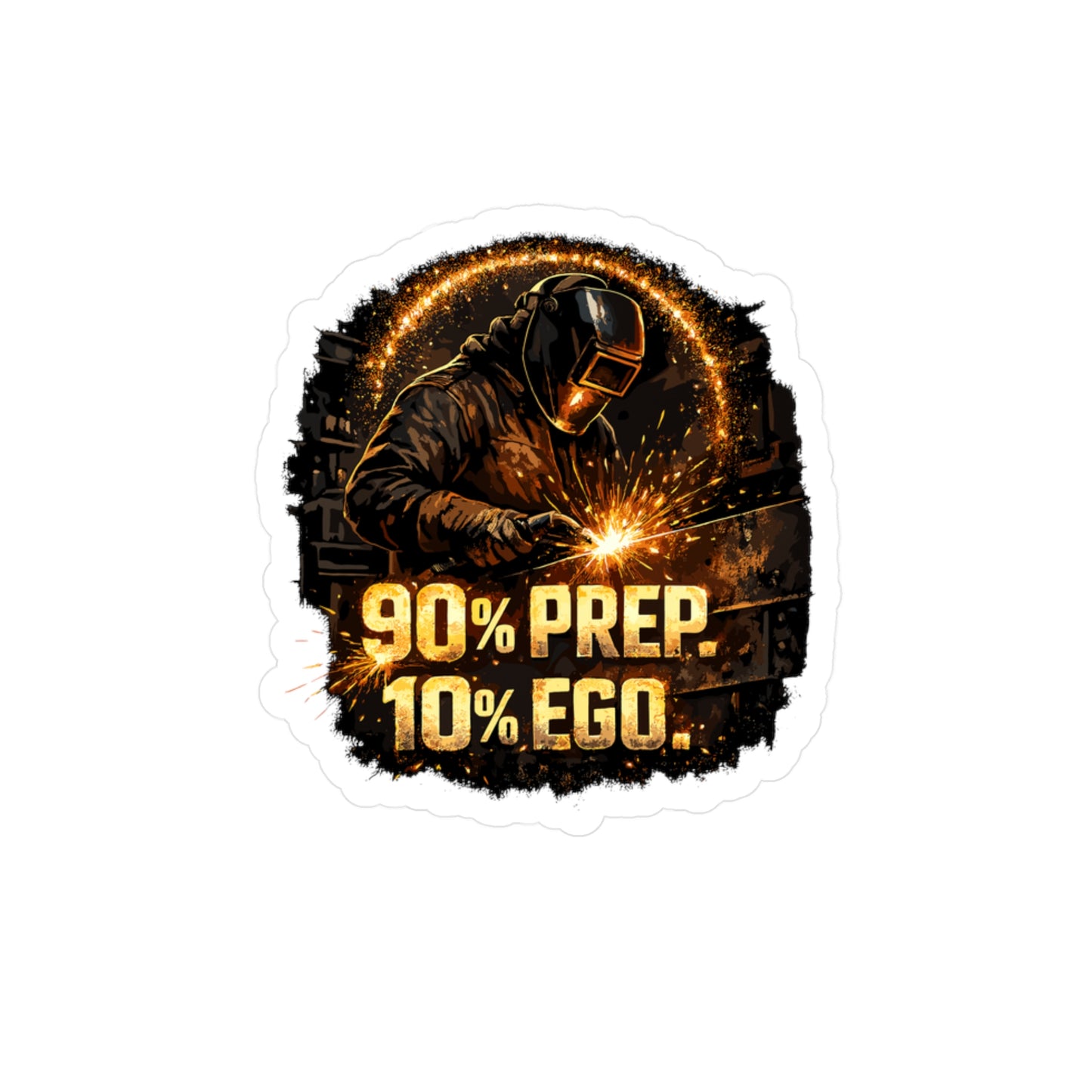 Welder Sticker "90% Prep. 10% Ego." Welding Fabricator Humor Waterproof Vinyl Decals for Laptop & Water Bottle