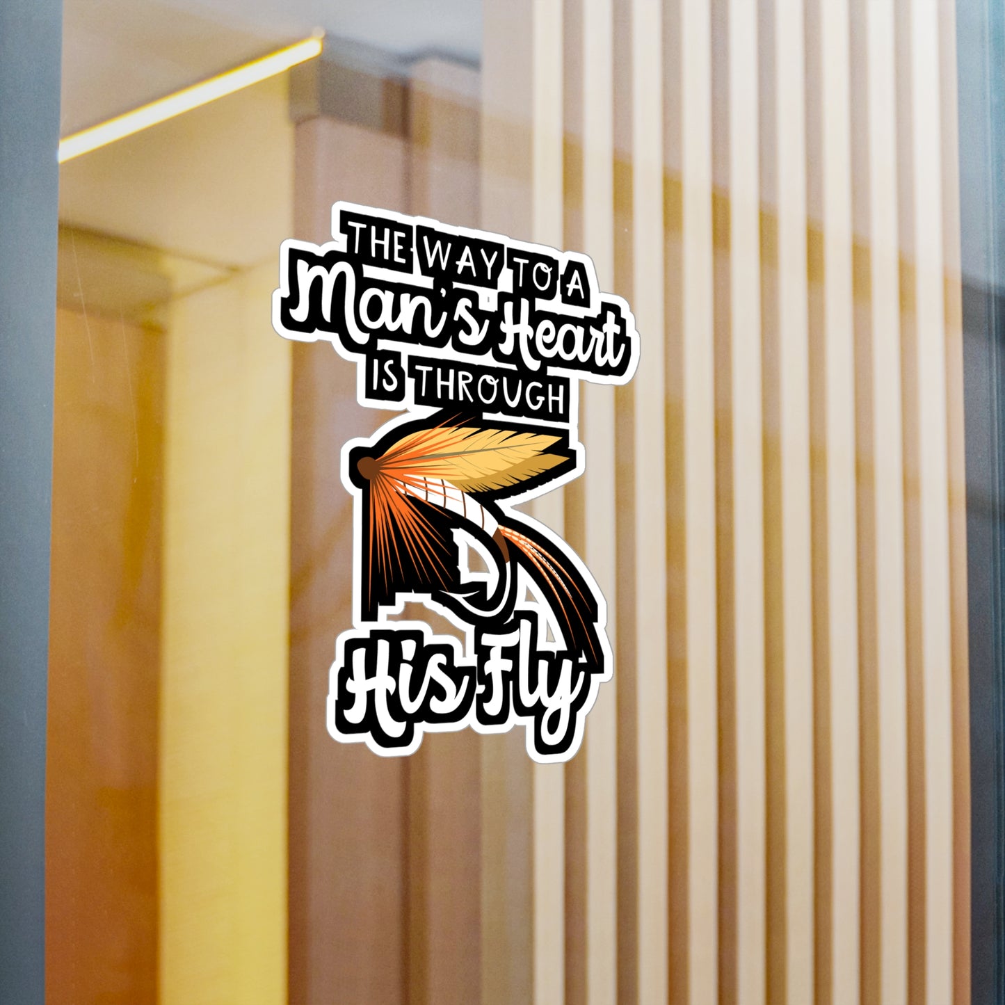 The Way To A Man's Heart Fly Fishing | Fishing Sticker | Angling Decals | Lake Laptop Sticker | Fishing Gift | Angling Gift