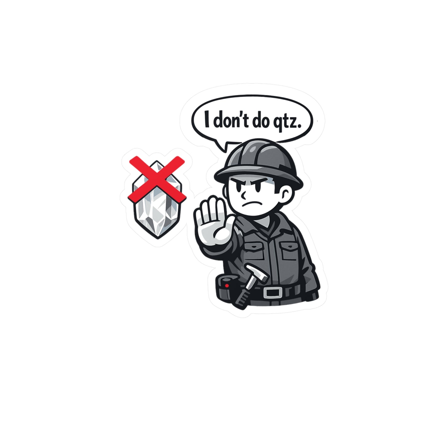 Geologie Sticker “I don't do qtz.” Funny geology decals, waterproof vinyl for laptop, water bottle, rocks minerals tectonics design