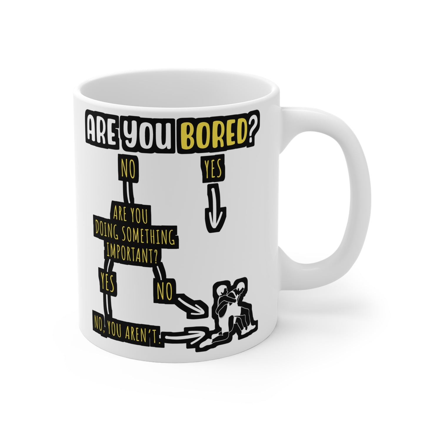 Are You Bored - Wrestle Mug for Coffee 11oz. Wrestle Cup, White ceramic, Wrestling Mug, Cradle Tea Cup - Wrestle Gift