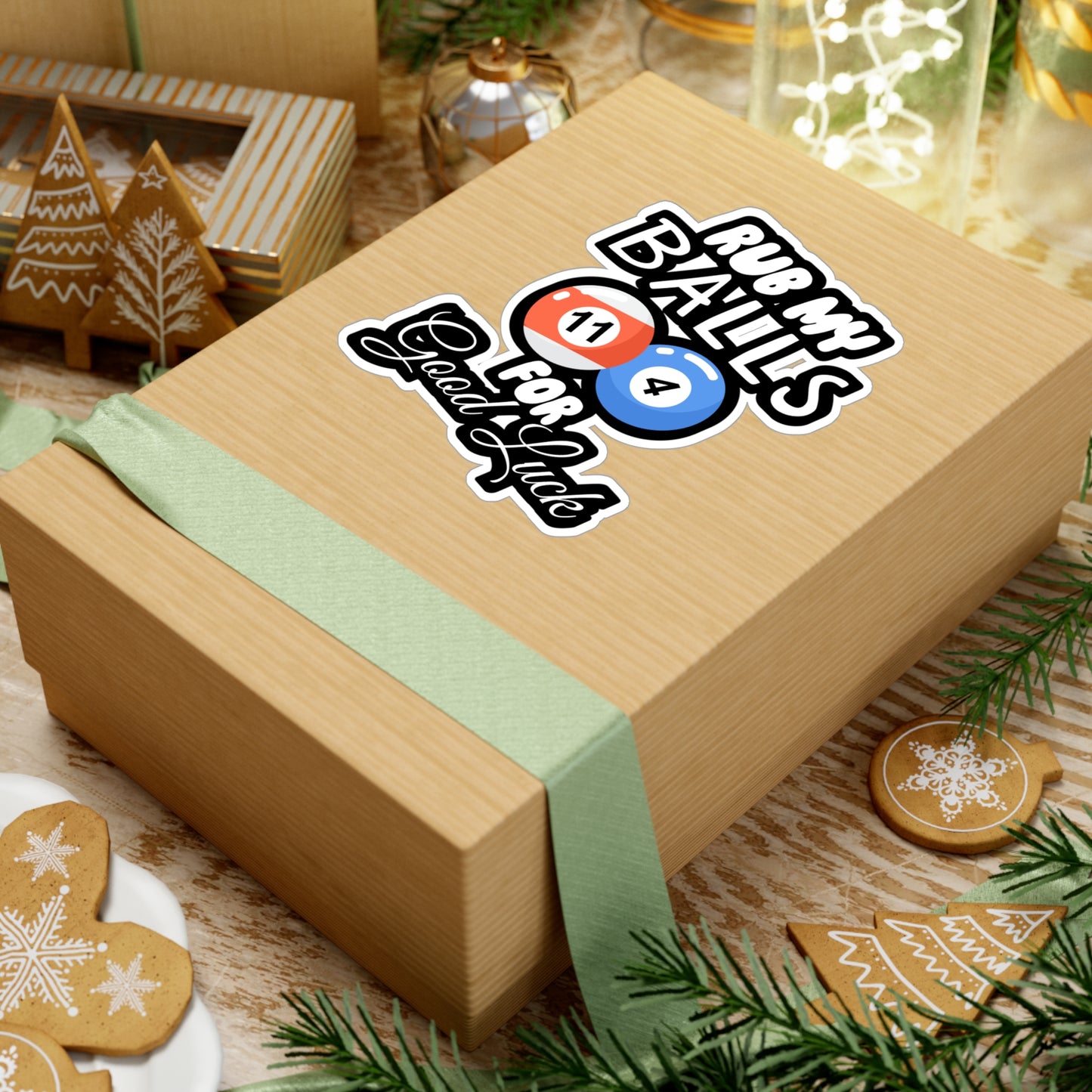 Rub My Balls For Good Luck - Billiards Sticker for Wall, Laptop, Window, Truck, Car Billiards Gift Vinyl Pool Decal Sticker