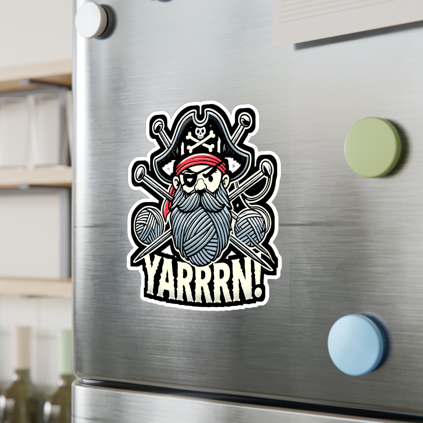 Yarrrrn - Yarn Sticker for Car Window Laptop Sticker. Water Bottle Sticker, Vinyl Knitting Decal, Pirate Sticker - Yarn Gift