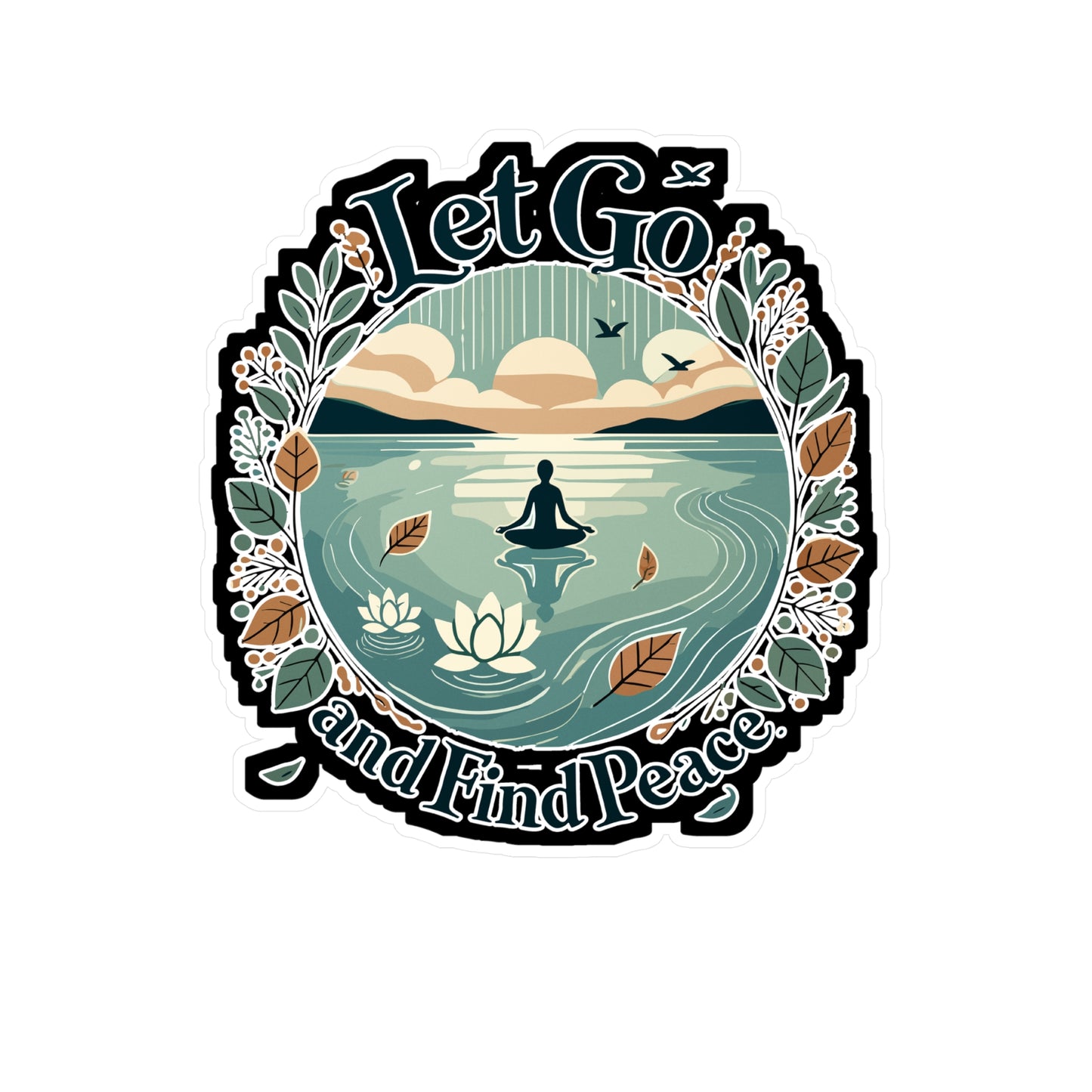 Let Go and Find Peace - Peace Sticker for Laptop Sticker. Water Bottle Sticker, Vinyl Serenity Decal - Peace Gift