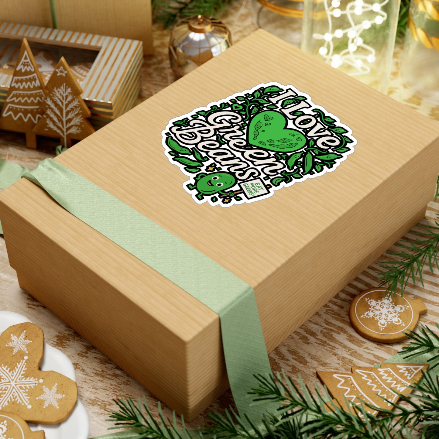 I Love Green Beans – Vinyl Sticker for Laptop or Water Bottle | Funny Vegan Gift, Plant Lover Decal