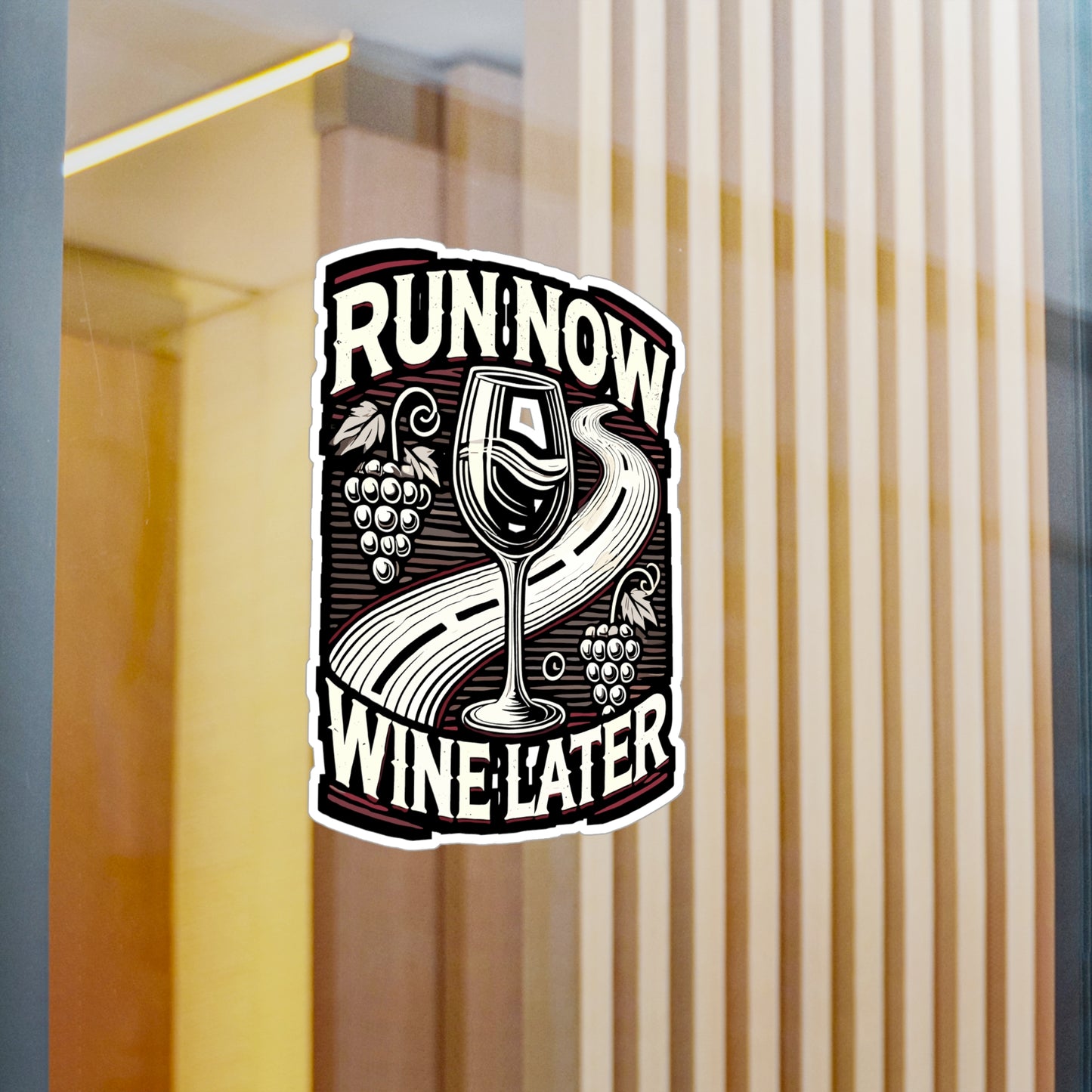 Run Now Wine Later - Running Sticker for Car Window Laptop Sticker. Water Bottle Sticker, Vinyl Wine Decal, Fitness Sticker - Running Gift