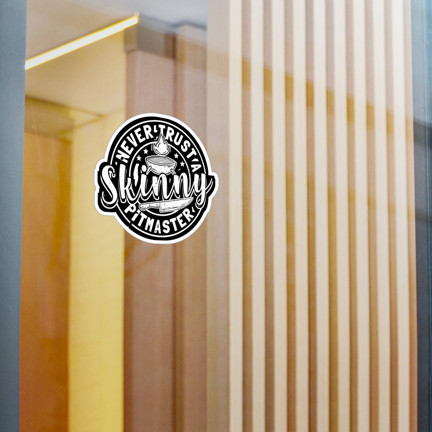 Never Trust A Skinny Pitmaster - Bbq Sticker for Laptop Sticker. Water Bottle Sticker, Vinyl Timer Decal - Bbq Gift