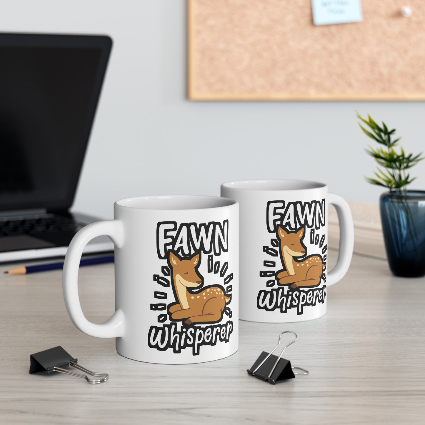 Fawn Whisperer - Deer Mug for Coffee 11oz. Deer Cup, White ceramic, Venison Mug, Elk Tea Cup - Deer Gift