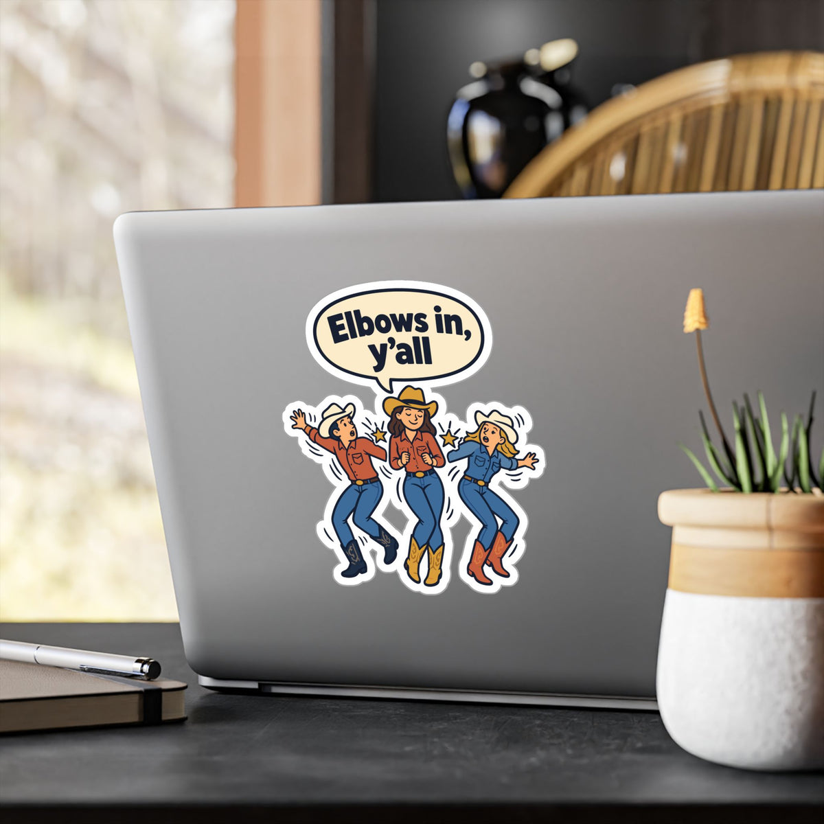 Line Dance Sticker - Elbows in, y’all - Western Country Life Design for Dancers, Laptop and Water Bottle Decals