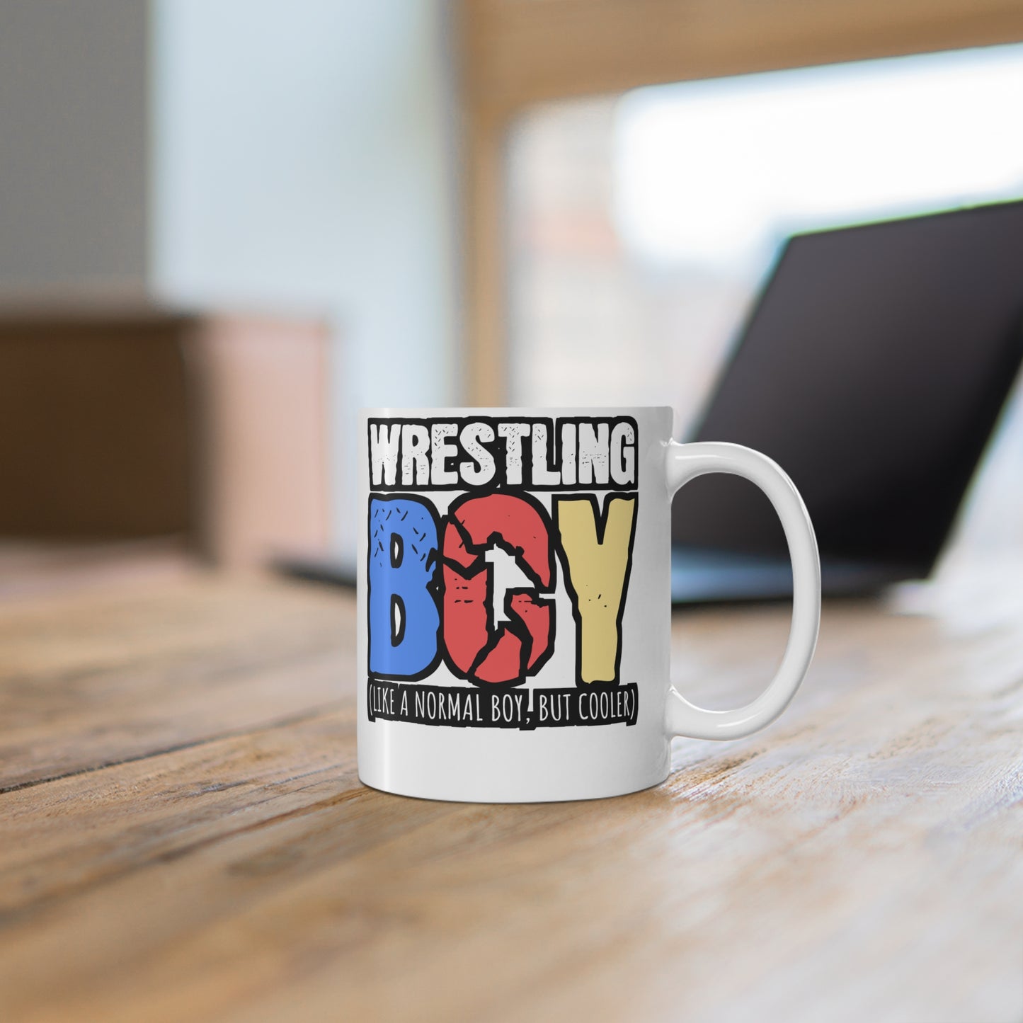 Wrestling Boy - Wrestle Mug for Coffee 11oz. Wrestle Cup, White ceramic, Wrestling Mug, Offense Tea Cup - Wrestle Gift