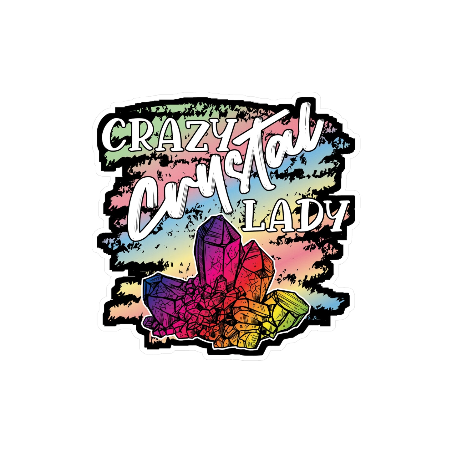 Crazy Crystal Lady - Crystals Sticker for Laptop Sticker. Water Bottle Sticker, Vinyl Gemstones Decal - Crystals Gift