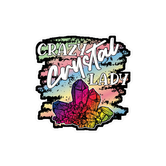 Crazy Crystal Lady - Crystals Sticker for Laptop Sticker. Water Bottle Sticker, Vinyl Gemstones Decal - Crystals Gift