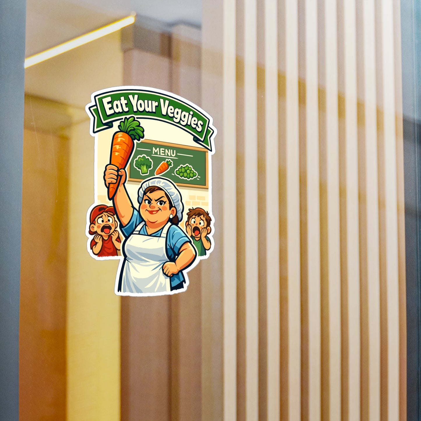 Lunch Lady Sticker Eat Your Veggies Funny School Canteen Vinyl Waterproof decals for Laptop Water Bottle