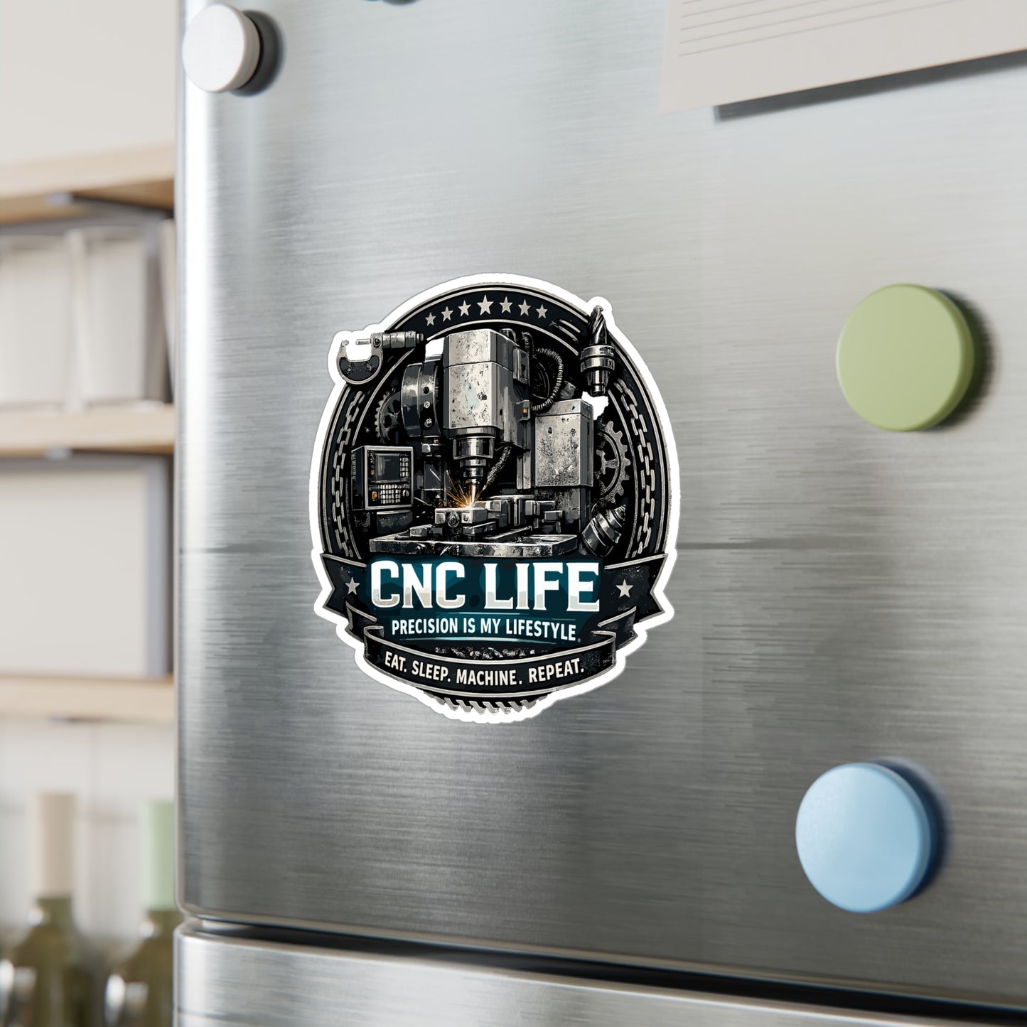 Machinist Sticker CNC Life Design – Waterproof Vinyl Decals for Laptop or Water Bottle, Numerically Controlled Machining Theme