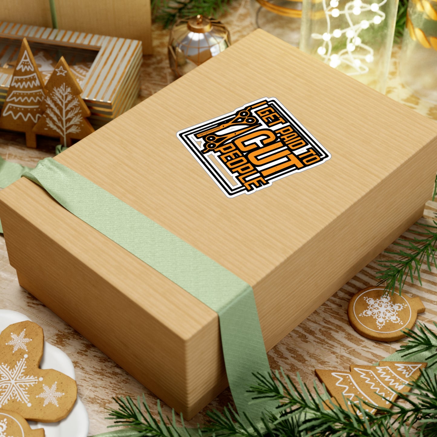 I Get Paid To Cut People - Hairdresser Sticker for Laptop Sticker. Water Bottle Sticker, Vinyl Brushing Decal - Hairdresser Gift