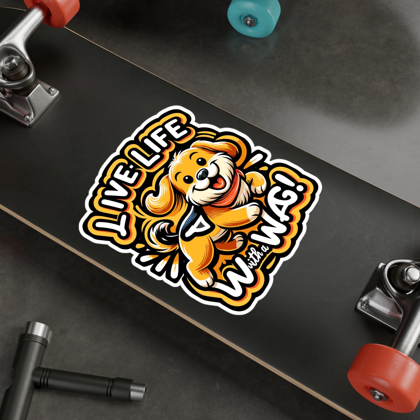 Live Life with a Wag - Dog Sticker for Laptop Sticker. Water Bottle Sticker, Vinyl Dog enthusiast Decal - Dog Gift
