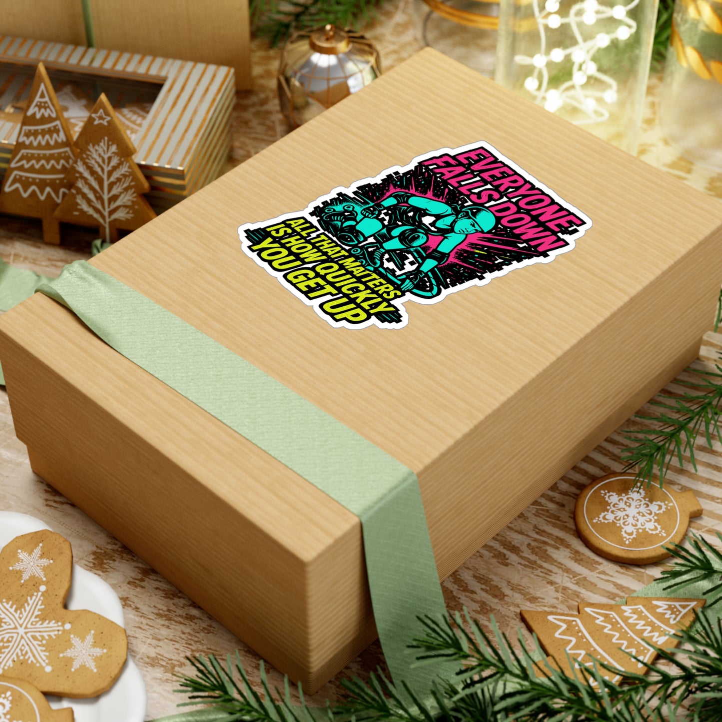 Everyone Falls Down – All That Matters Is How Quickly You Get Up | Roller Derby Sticker, Vinyl Skating Decal for Laptop or Water Bottle | Motivational Skater Gift